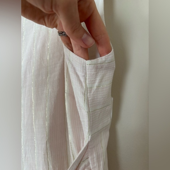 Vineyard Vines Palm Beach Lately Flamingo Pink Gold Wide Leg Tie Waist Jumpsuit - Picture 4 of 11